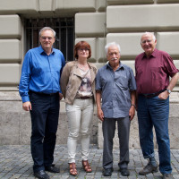 v.l.n.r. FLorian Ritter, MdL; Linda Schneider ver.di; Ernst Grube VVN-BdA; Dr. Klaus Hahnzog 3. Bgm a.D.